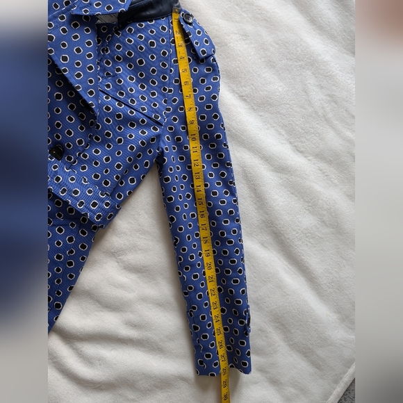 Coach Woman's Trench Coat Royal Blue Jacket Leather Collar 100% Cotton Size M - Picture 14 of 17